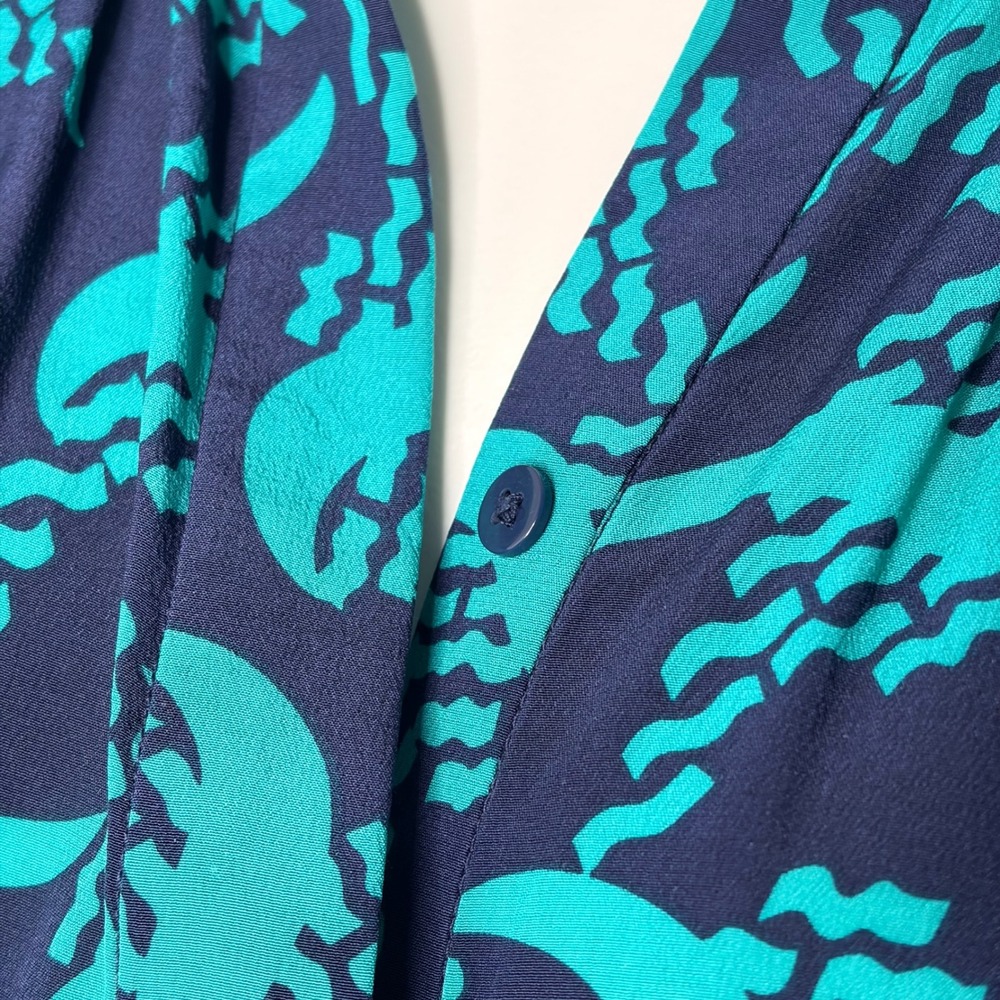 Diane von Furstenberg Deandra Dress Women 10 Teal Blue 100% Silk DVF - Picture 4 of 16